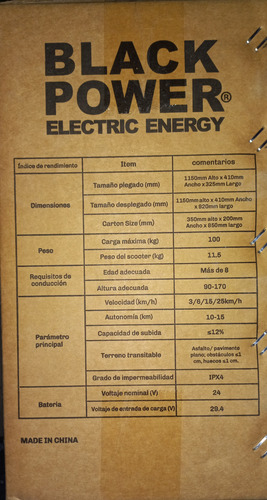 Scooter Eléctrico Black Power