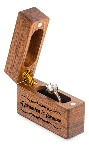Wislist Caja De Madera Para Anillo De Compromiso, Pequena Fu
