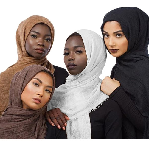 Qymy 4pcs Set Hijab Pañuelo Musulmán Para La Cabeza Bufanda 