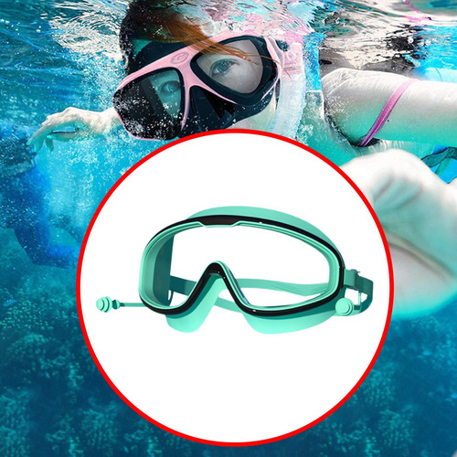 Swimming Goggles With Ear Plug Swim Goggles Blue Black