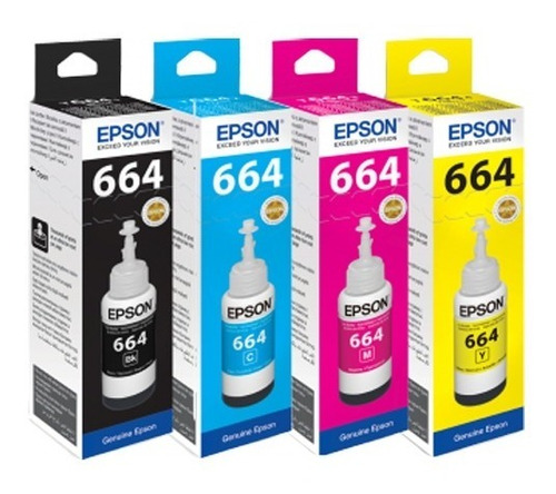 Kit 4 Tintas Epson T664 Tinta Continua L380 L395 L575 L1300