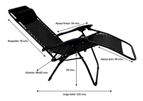 Imagen 3 de 8 de Reposera Silla Gravedad Cero Reclinable Plegable Playa Jardi