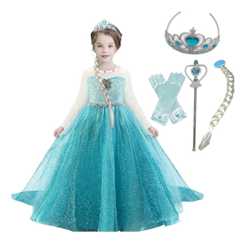 Disfraz Vestido Elsa Frozen Niñas Con Capa Y Accesorios