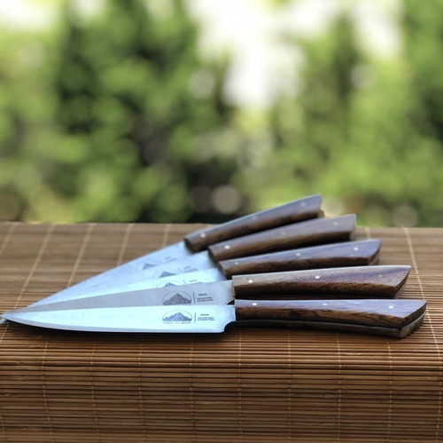 Imagen 4 de 6 de Cuchillo Artesanal Asado Premium Vaina Cuero Filo Parrilla