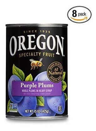 Oregon Fruta Entera Púrpura Ciruelas De Pesado Jarabe, Latas