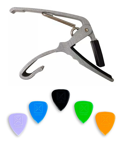 Capotraste P/ Violão E Guitarra Standard Capo01 + 5 Palhetas