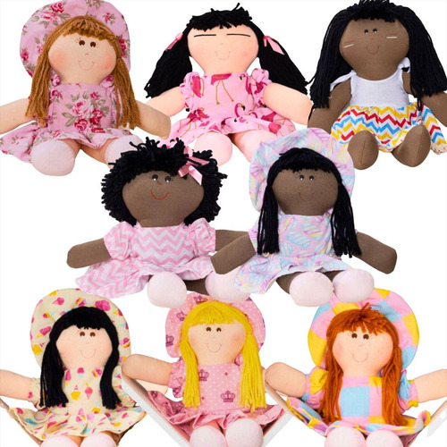 Kit Bonecas E Bonecos De Pano 30cm C/ 15 Unidades Sortidas