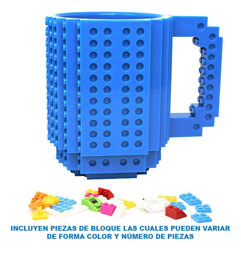 Imagen 4 de 7 de Taza Con Bloques Parar Armar Azul