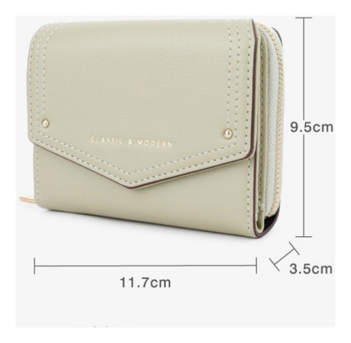 Cartera Corta Con Cremallera De Cuero Pu De Moda Para Mujer