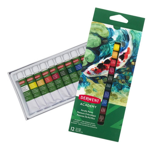 Pintura Acrilica 12 Tubos De 12 Ml Derwent Semiprofesionales