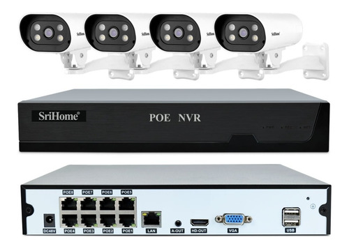 Pack Poe Nvr Nvs005 + 4 Cámaras Sh037b Qhd 4mp 1440p Srihome