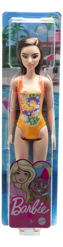 Maiô laranja com flores da boneca Barbie