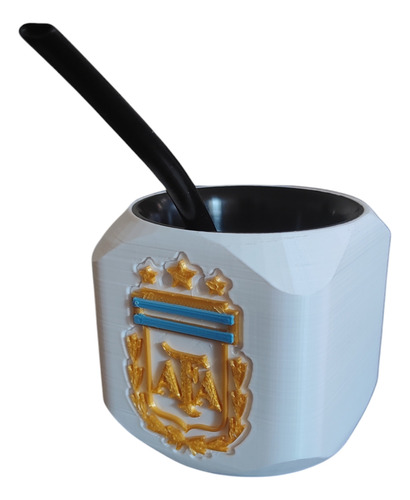 Mate Selección Argentina Impreso En 3d Blanco Personalizado