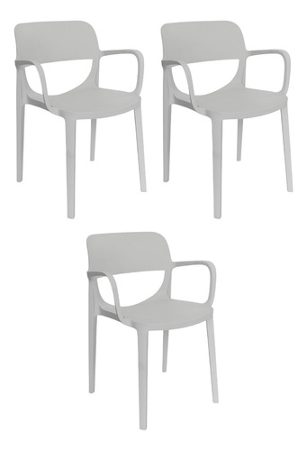 Silla Minimalista Comedor Exteriores Descansabrazos, Set 3