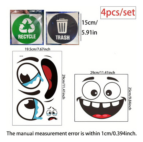 4 Piezas De Basura De Basura Calcomanías Basura Y Reciclaje