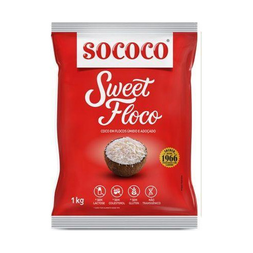 Pacote Coco Ralado Sococo 1kg Sweet Floco Umido E Adoçado