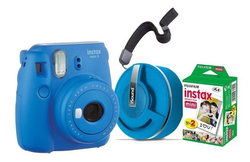 Camara Instax Mini9+parlante+pack20 Azul