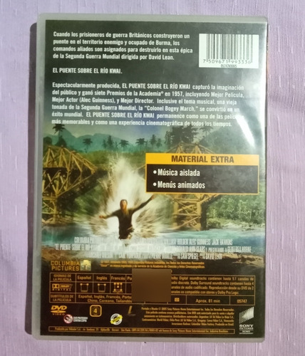 Dvd Película Original El Puente Sobre El Río Kwai. Usada (Usado)