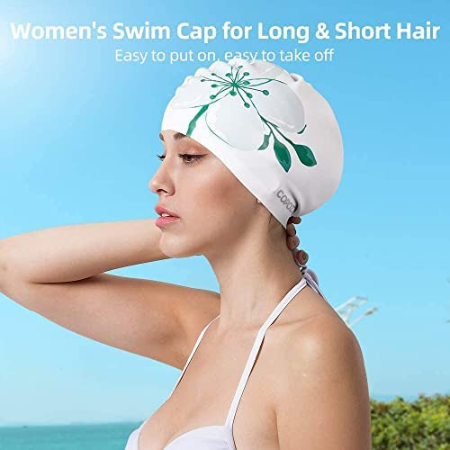 Boné De Natação De Silicone Copozz Para Mulheres, Protege O