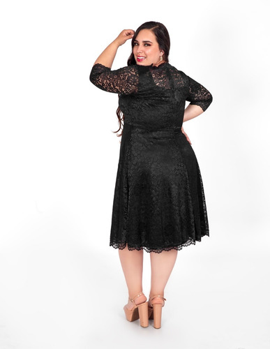 Imagen 3 de 3 de Hermoso Vestido Gorditas De Encaje Cuello Cerrado L, Xl, Xxl