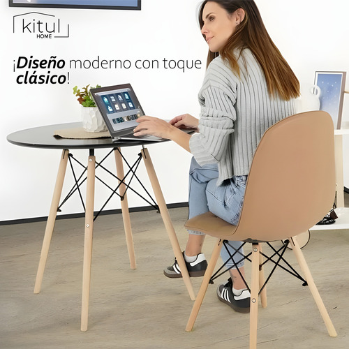 Set 4 Sillas Eames Capitonada Botón Moderna Minimalista