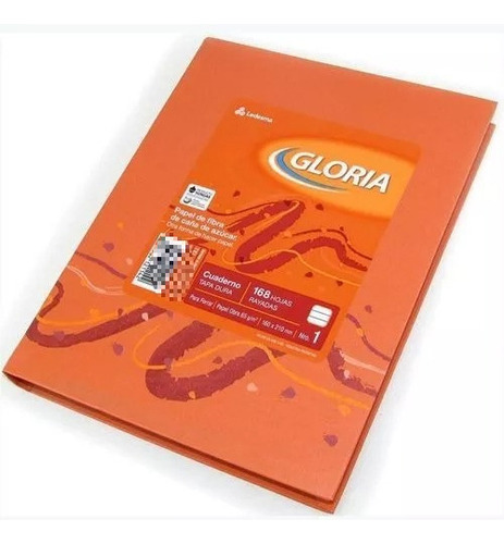 Cuaderno Escolar N° 1 Gloria Tapa Dura 42 Hojas Rayado Color Naranja