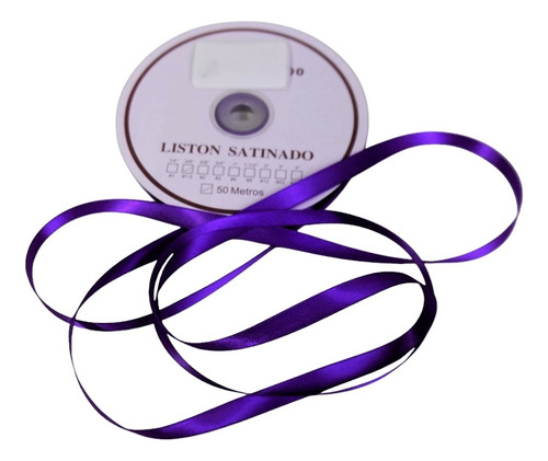 Listón Satinado Económico Satinado 2 Caras 1cm Con 50 Metros Color Morado Lisa