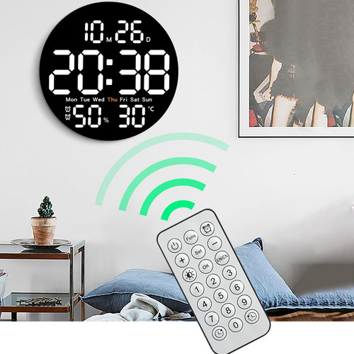 Reloj De Pared Digital, Reloj Led Moderno, Brillo Ajustable,