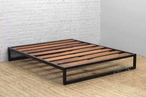 Imagen 3 de 6 de Cama Queen De Hierro Y Madera 200x160