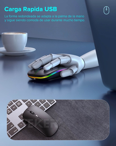 Imagen 7 de 8 de Ratón Inalámbrico 2.4g Recargable Teker Wireless Mouse