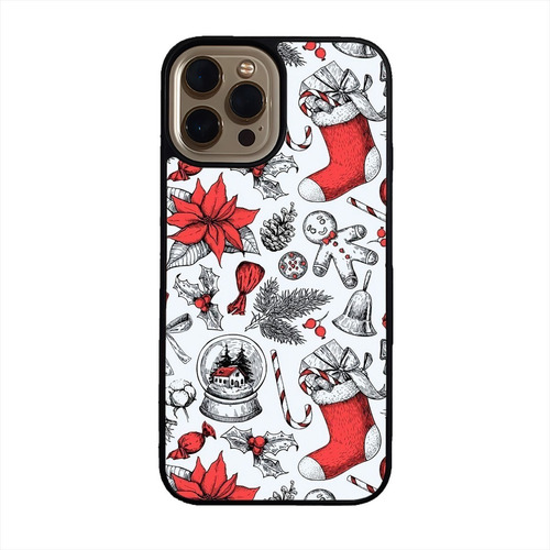 Funda Celular Navidad Navideña Figuras Fondo Blanco