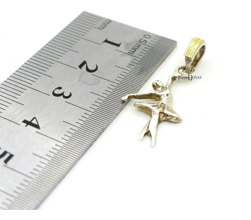 Dije Bailarina Clasica Plata 925 Y Oro Con Estuche Incluido Color Plateado