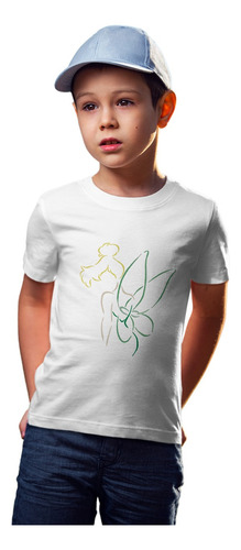 Playera Blanca Estampada De Campanita Y Peter Pan