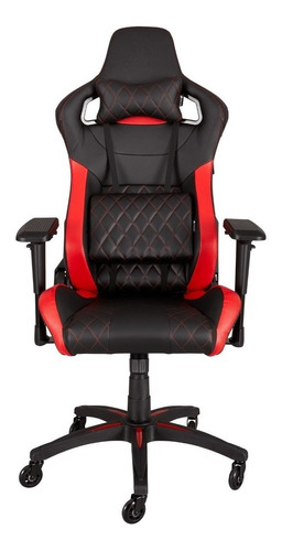 Imagen 1 de 4 de Silla de escritorio Corsair T1 Race gamer ergonómica  negra y roja con tapizado de cuero sintético
