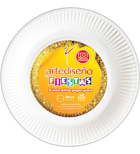Plato De Cartón Para Fiestas, Color Blanco 100 Pz Plato De Cartón Para Fiestas 9 Pulgadas Color Blanco