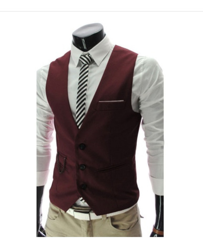 Trajes Camisa Tipo Saco Chaleco Slimfit Cadena Elegante,