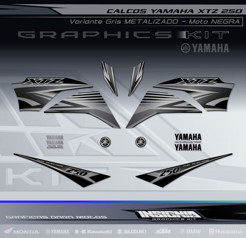 Calcos Yamaha Xtz 250 - Gris Metalizado - Insignia Calcos