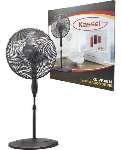 Ventilador Kassel De Pie Base Redonda Ks-vp45n Mi Casa