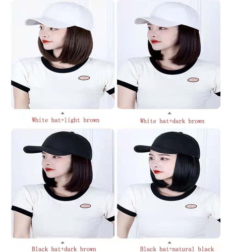 Gorra De Béisbol Con Peluca De Pelo Corto Estilizada, Gorra