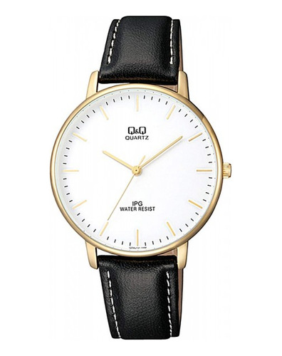 Reloj Caballero Q&q Qz00j101y Piel Negro Cara Blanca Casual 