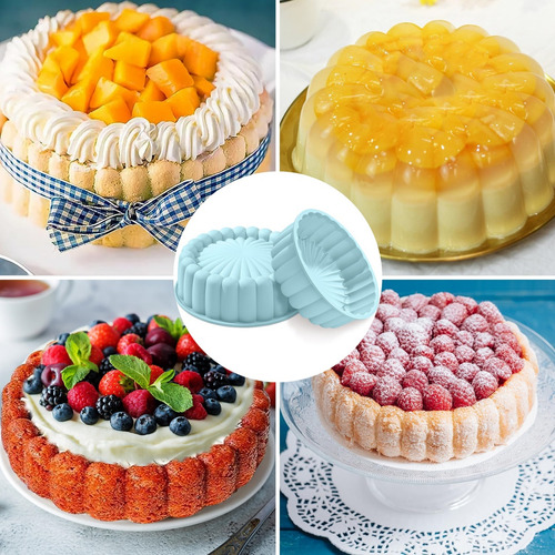 Molde De Silicón Redondo Diseño Solar Antiadherente Para Pan, Gelatinas Y Pasteles 2 Pzs