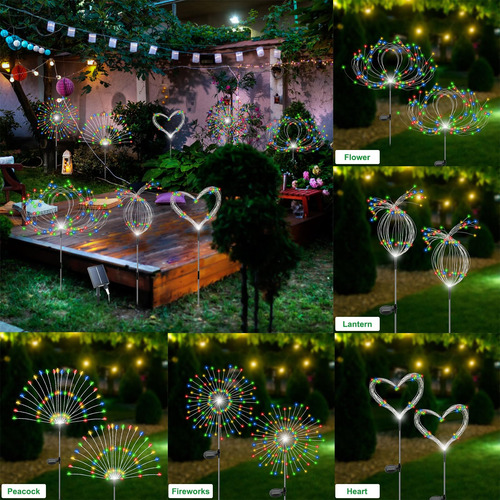 Luces Solares Jardin Al Aire Libre Led 8 Modos Iluminacion Multicolor