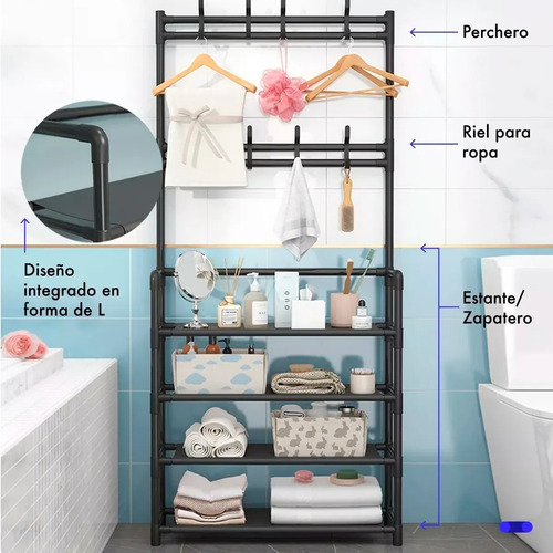 Zapatera Organizador Con Perchero Armario Mueble Para El Hogar Color Blanco