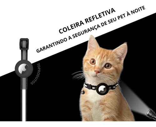 Coleira Airtag Com Refletor De Sino Para Cães E Gatos, Cor Azul-claro