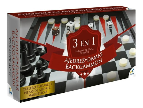 Set De Juegos 3 En 1 Ajedrez Damas Backgammon Magnético