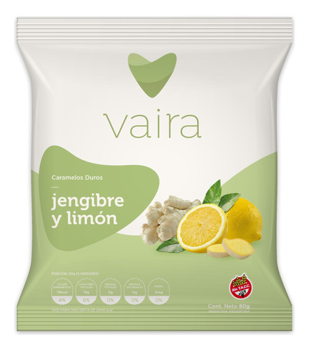 Caramelos Vaira Duros Jengibre Y Limón  X 80 G