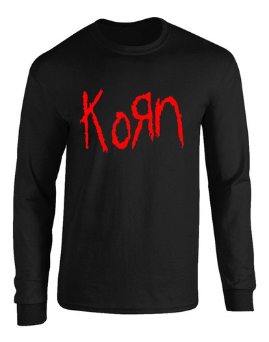 Camibuso Negro Camiseta Manga Larga Korn