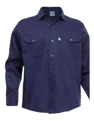 Camisa De Trabajo Ombu Grafa Azul / Beige 100% Original