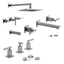 Comprar Combo Grifería Fv Dominic Lever Lavatorio Pared Bidé Y Ducha