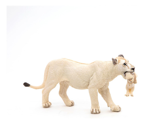 Figura De Leona Blanca Con Cachorro Multicolor